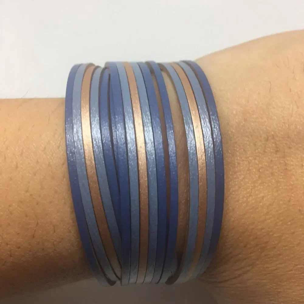 Multi Row Bracelet Magnetic Closure - Blue
